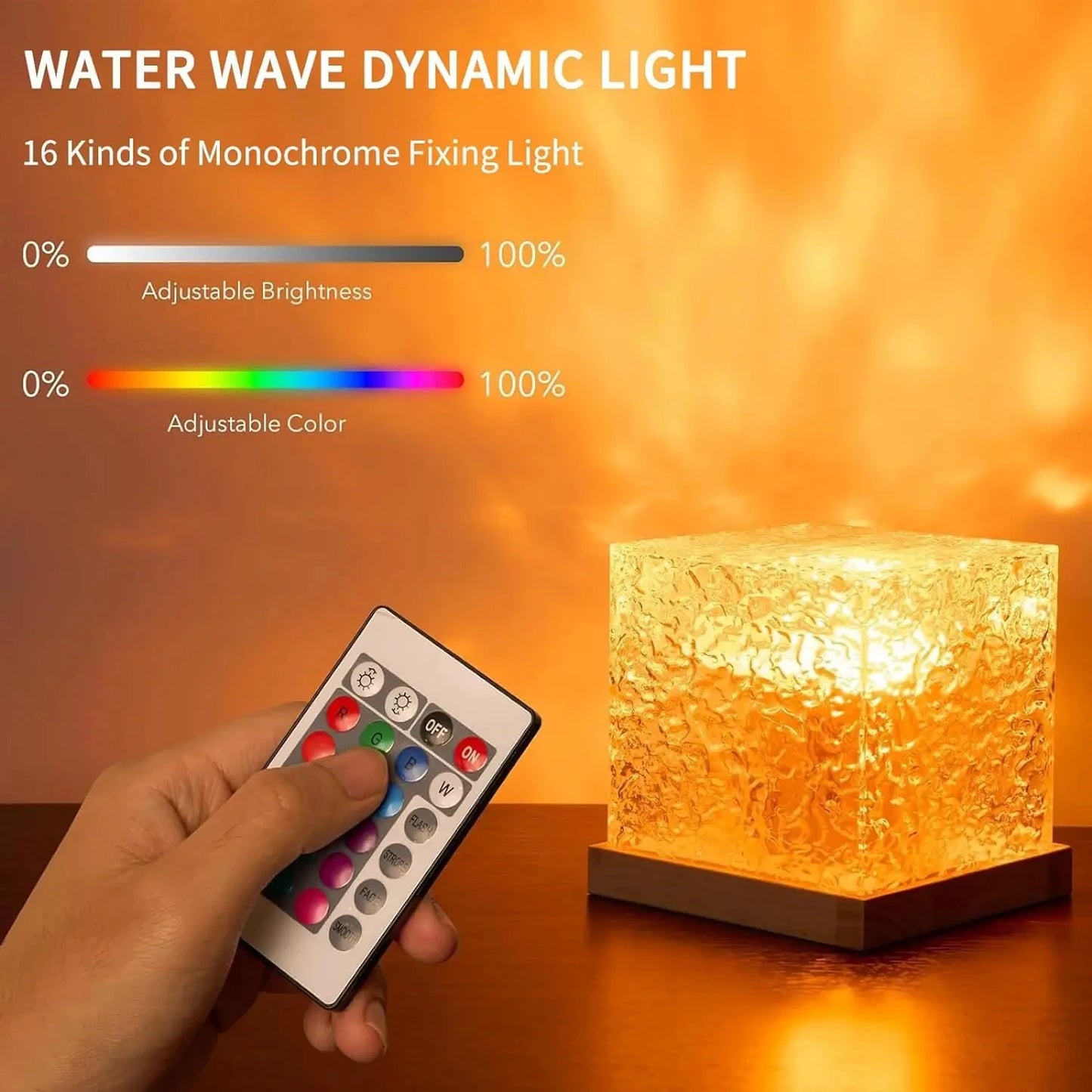 RGB16 Color Water Ripple Ambient Light, Bedroom Light and Shadow Atmosphere, Rotating Table Lamp, Bedside Night Light