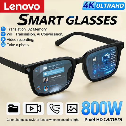 Lenovo AI Smart Glasses with 4K Camera & Real-Time Translation | Bluetooth Audio