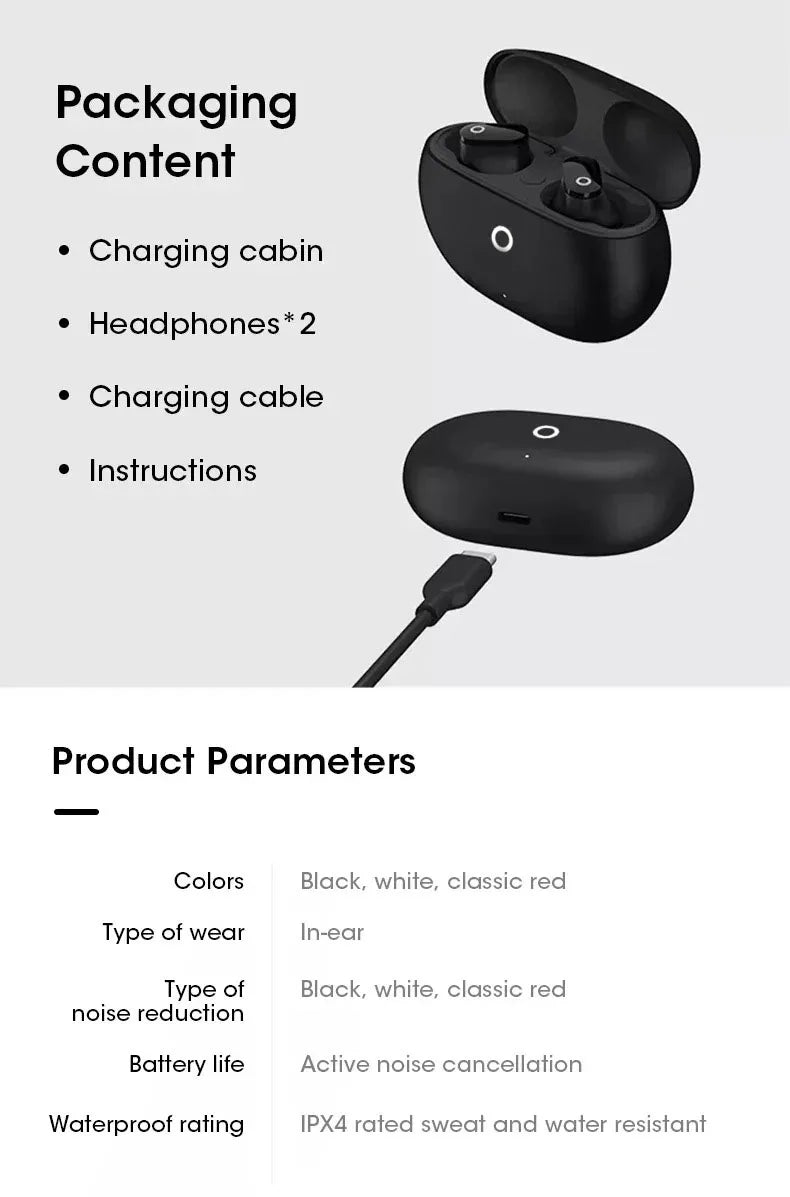 Buds 4 Pro Wireless Earbuds Bluetooth Earphones Noise Reduction Headphones HiFI Stereo Sound Built-in Mic Headset