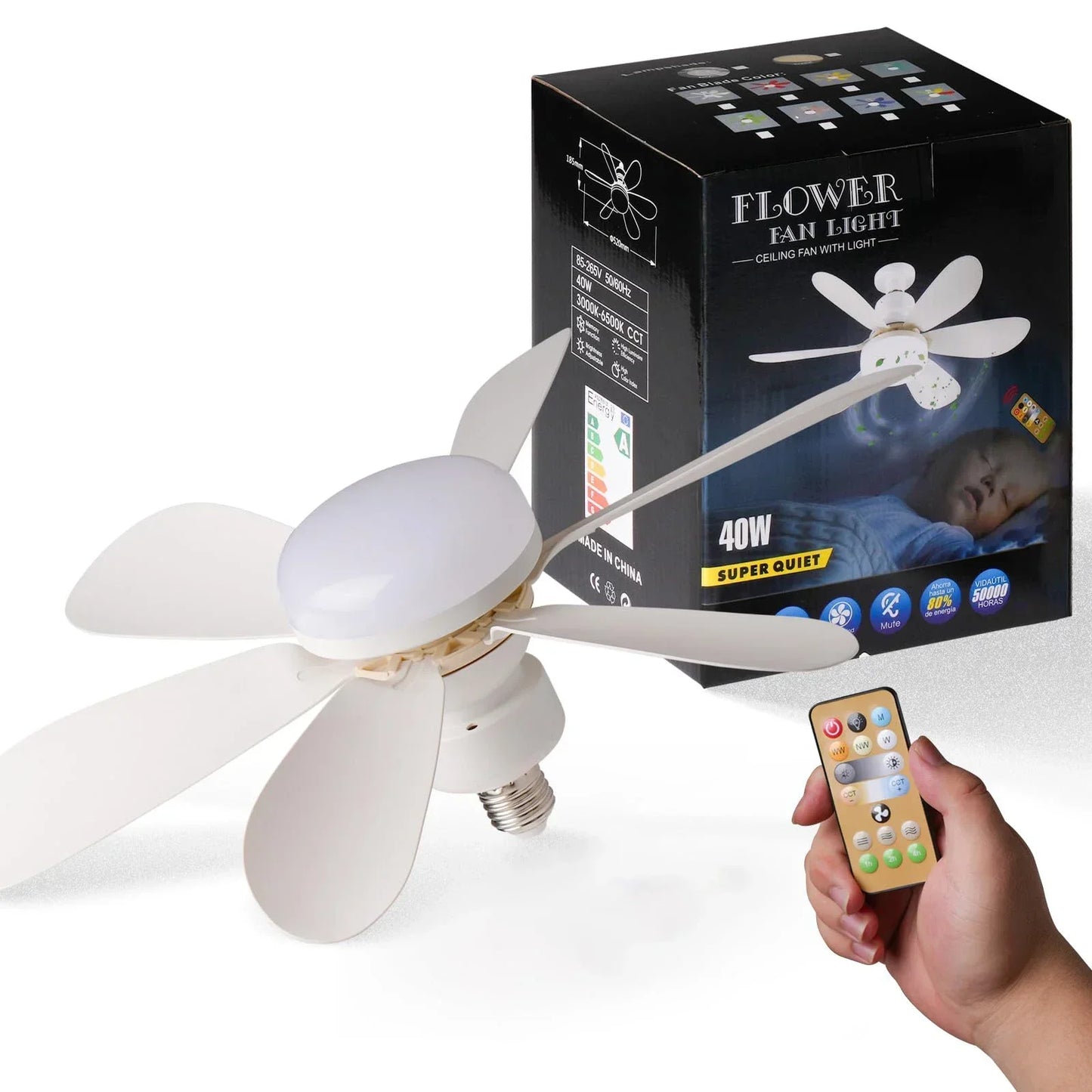 30W/40W Ceiling Fan with LED Light – Remote Control, E27 Base