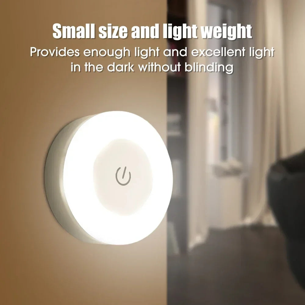 Portable USB Rechargeable LED Night Light – Touch Switch