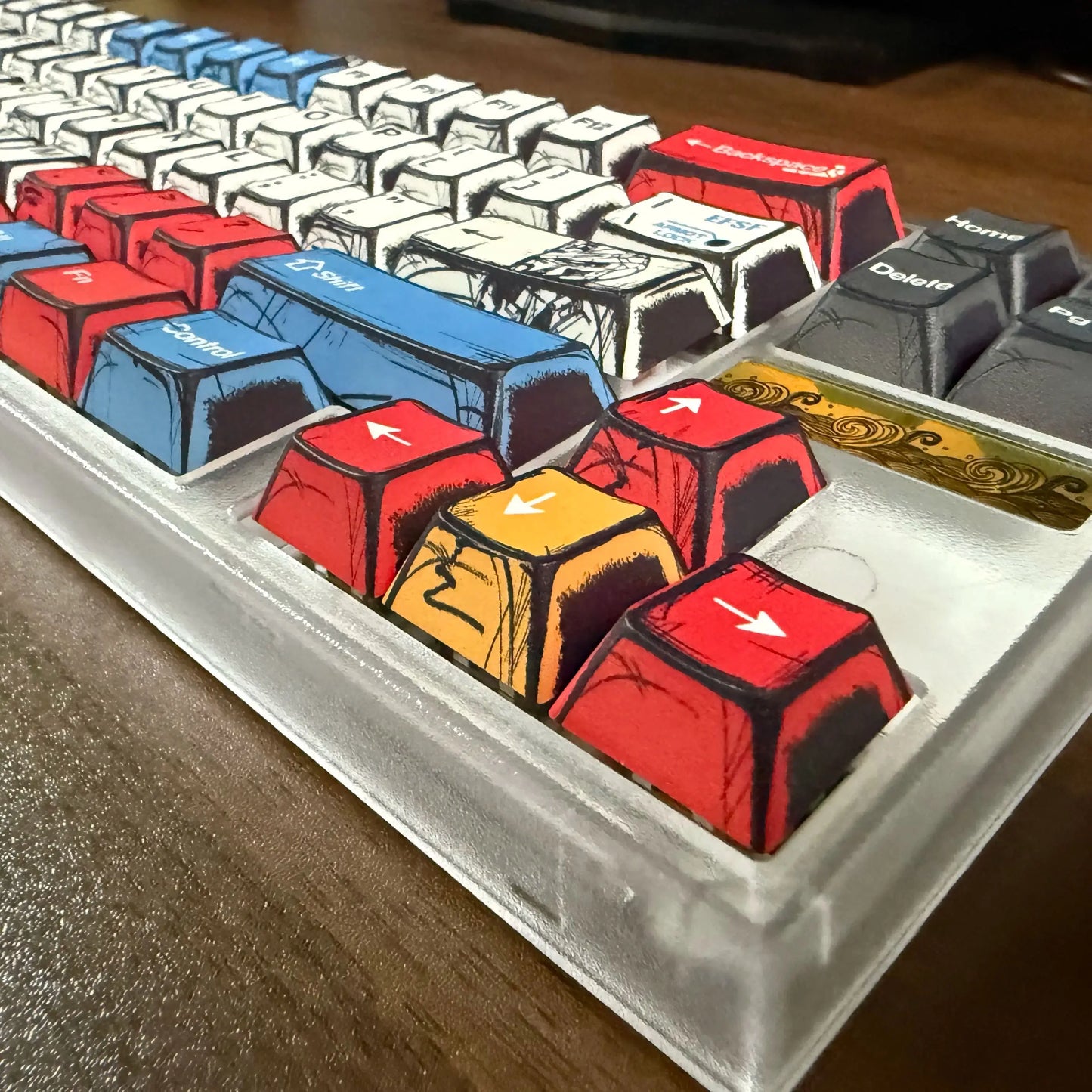 Comic Keycaps Set – Cherry Profile PBT, Red Blue White