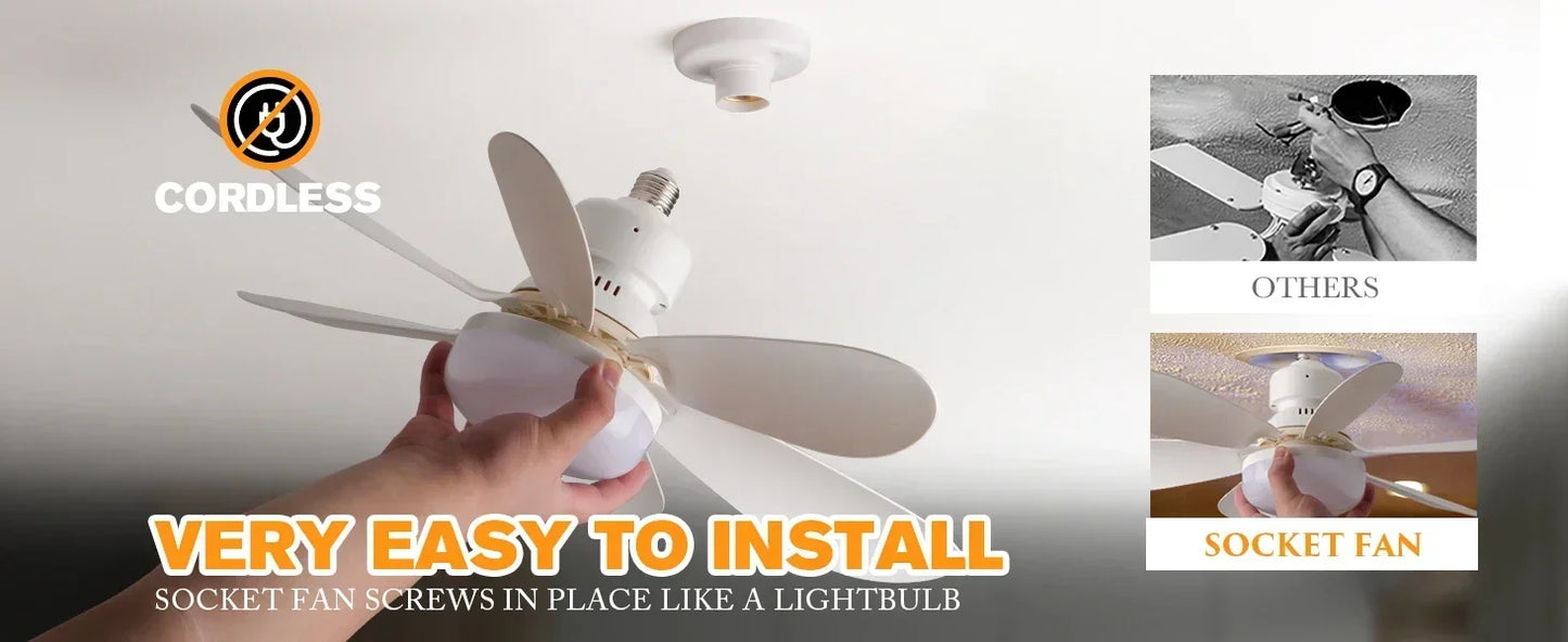 30W/40W Ceiling Fan with LED Light – Remote Control, E27 Base