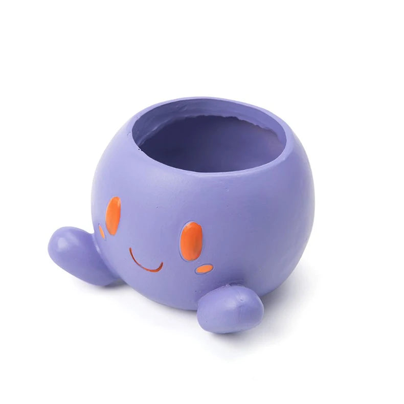 Desktop Cute Resin Decorative Flowerpot Cute Cartoon Shape Flowerpot Balcony Desktop Plant Decorative Flowerpot