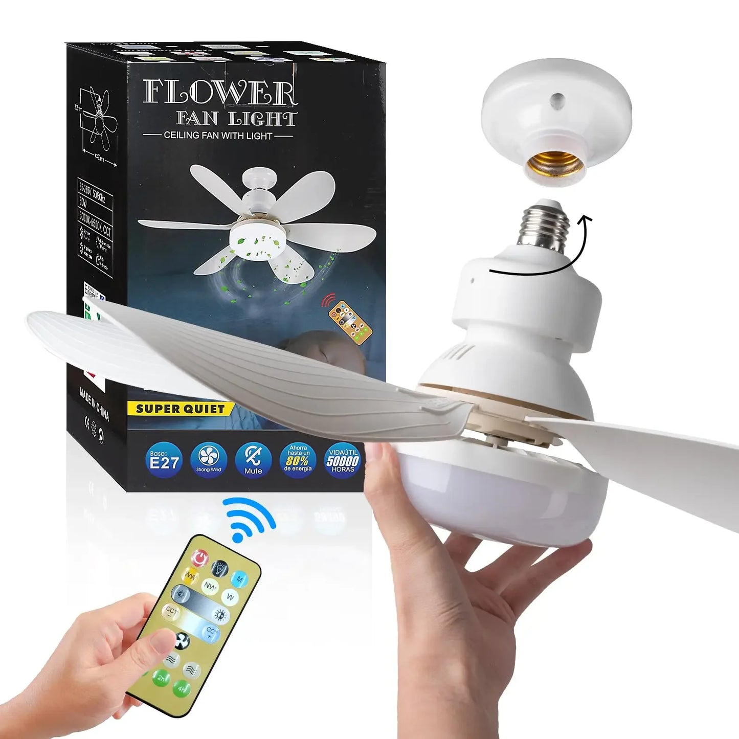 30W/40W Ceiling Fan with LED Light – Remote Control, E27 Base