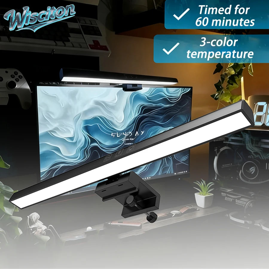 LED Monitor Light Bar – 3 Color Temps, Dimmable, Eye Protection