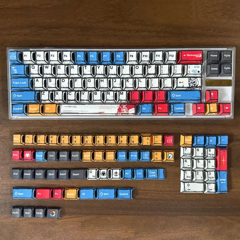 Comic Keycaps Set – Cherry Profile PBT, Red Blue White