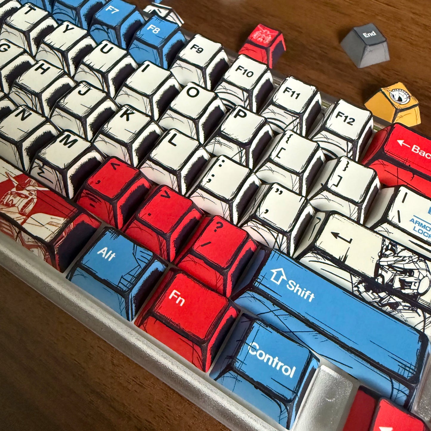 Comic Keycaps Set – Cherry Profile PBT, Red Blue White