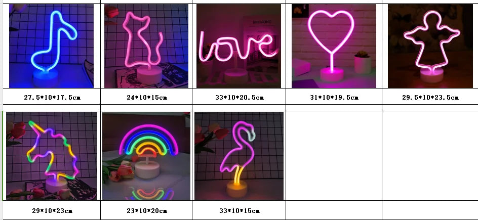 1PC Desktop Neon Light USB/Battery Powered for Room Birthday Party Wedding Decoration Ideal Mother's Day Valentine's Day Gift