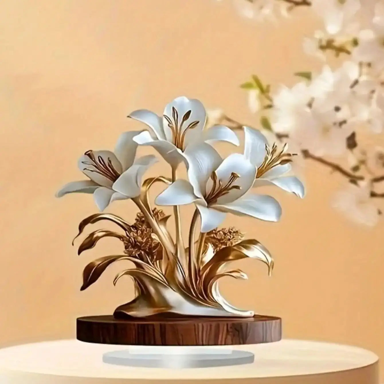 Floral Desktop Decoration Ornament 20x20cm Acrylic 2D Flat Home Decor Easy Install Practical Flower Desk Accessory