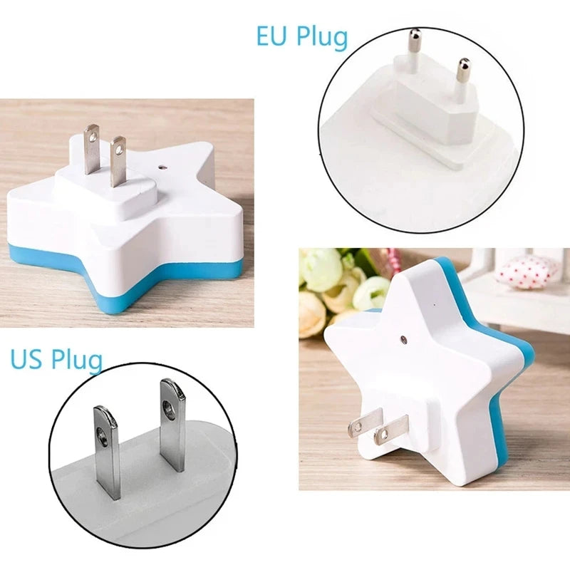 LED Star Night Light – Plug-In Bedroom & Nursery Lamp