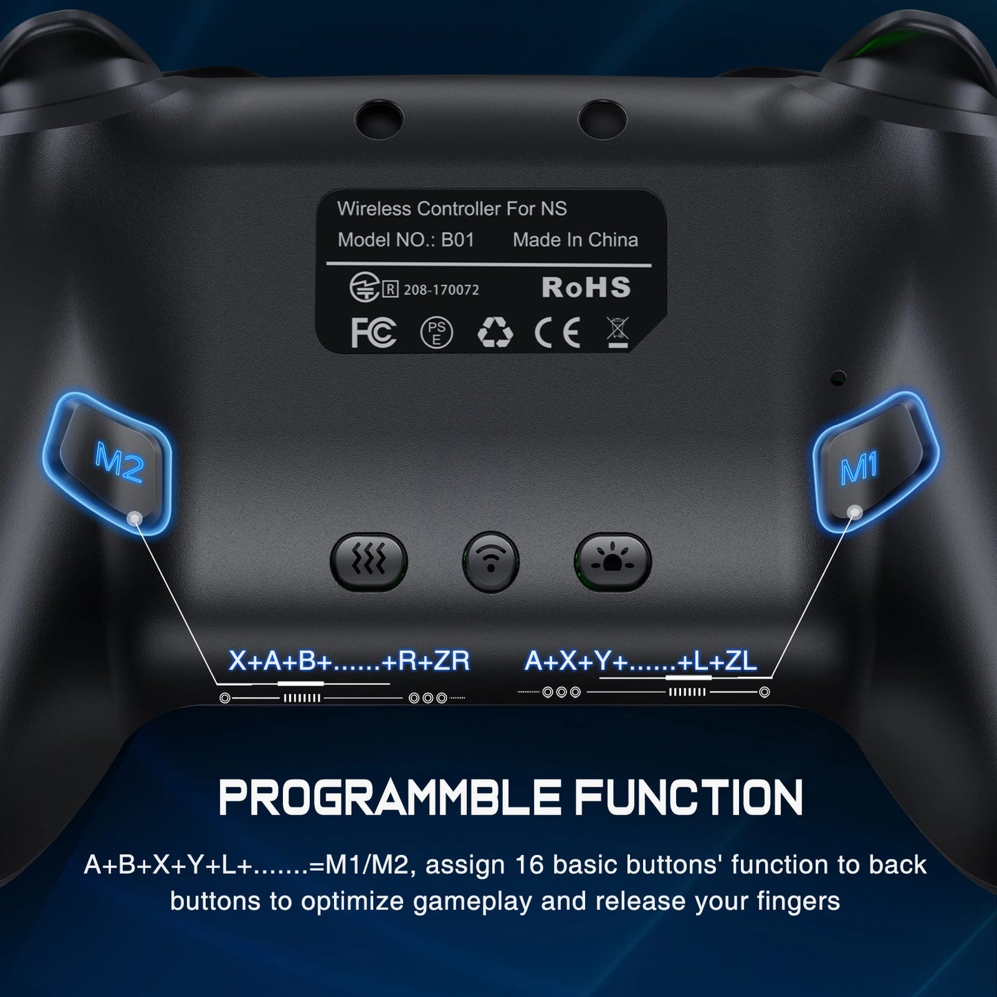 Dinofire Wireless RGB Gaming Controller for Switch, PC & Mobile