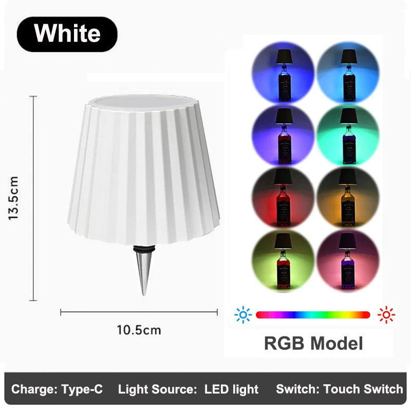 RGB Wireless Table Lamp For Wine Bottles LED Bottle Light For Outdoor Use Touch Control Ideal For Restaurant Bars Festival Party
