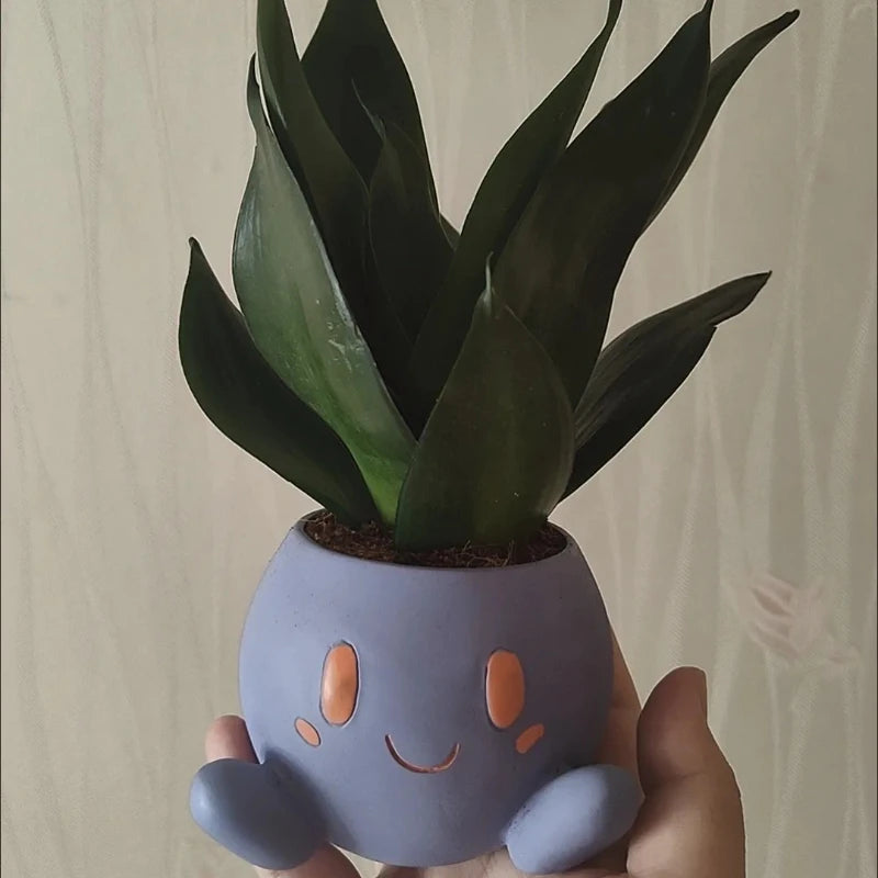 Desktop Cute Resin Decorative Flowerpot Cute Cartoon Shape Flowerpot Balcony Desktop Plant Decorative Flowerpot
