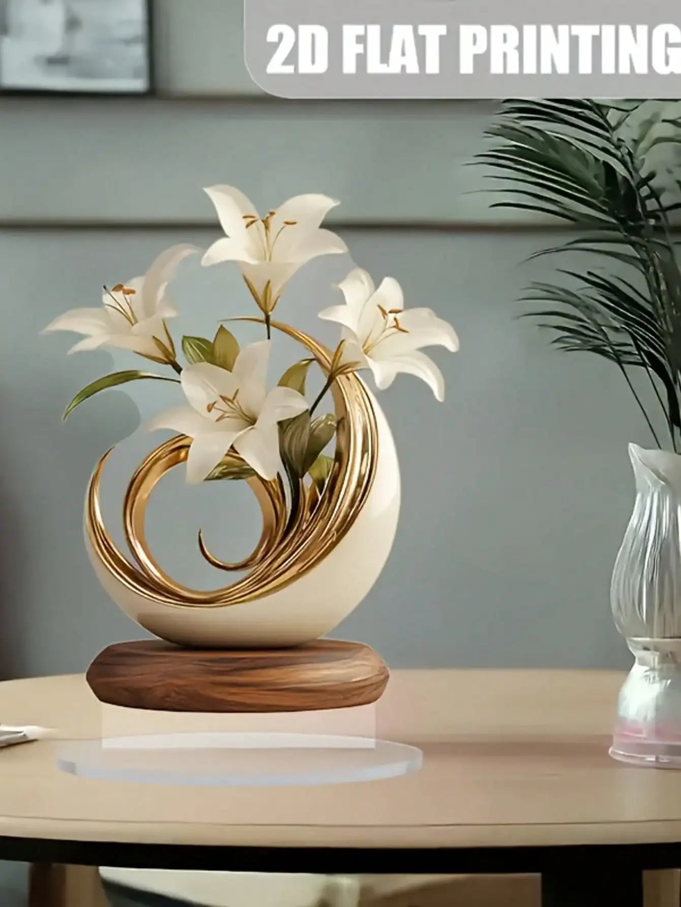 Floral Desktop Decoration Ornament 20x20cm Acrylic 2D Flat Home Decor Easy Install Practical Flower Desk Accessory