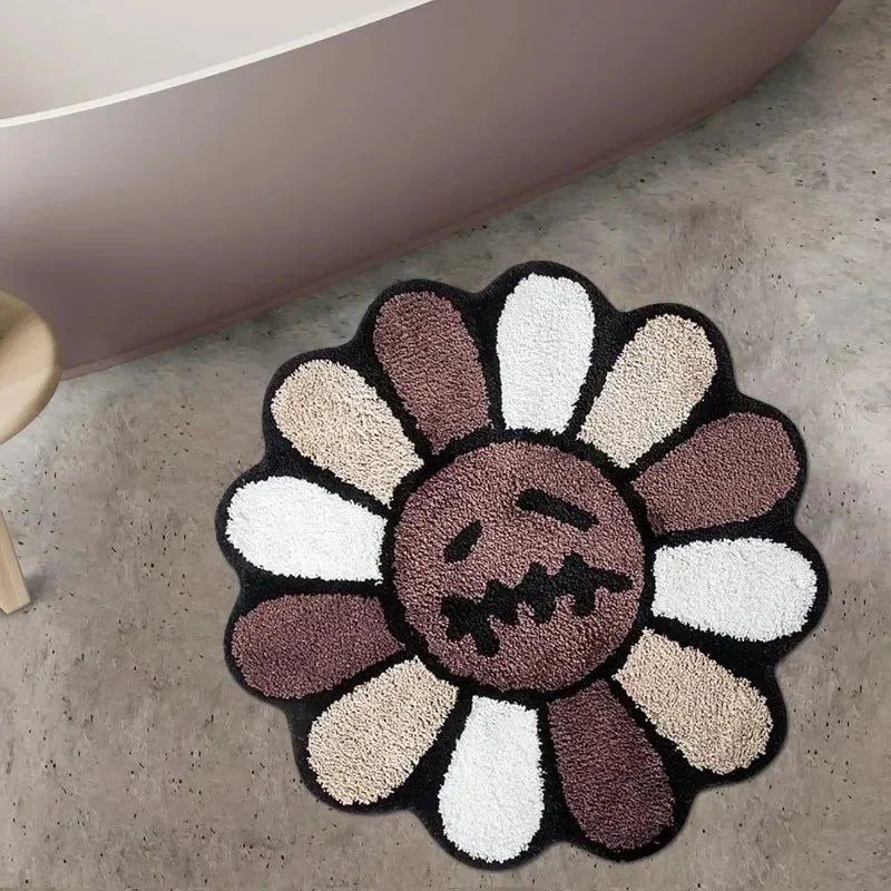 Tufted Sunflower Carpet Bathroom Aesthetic Antislip Area Rug Jack Cactus Flower Mat Bedroom Rug Living Room Decoration Ornament