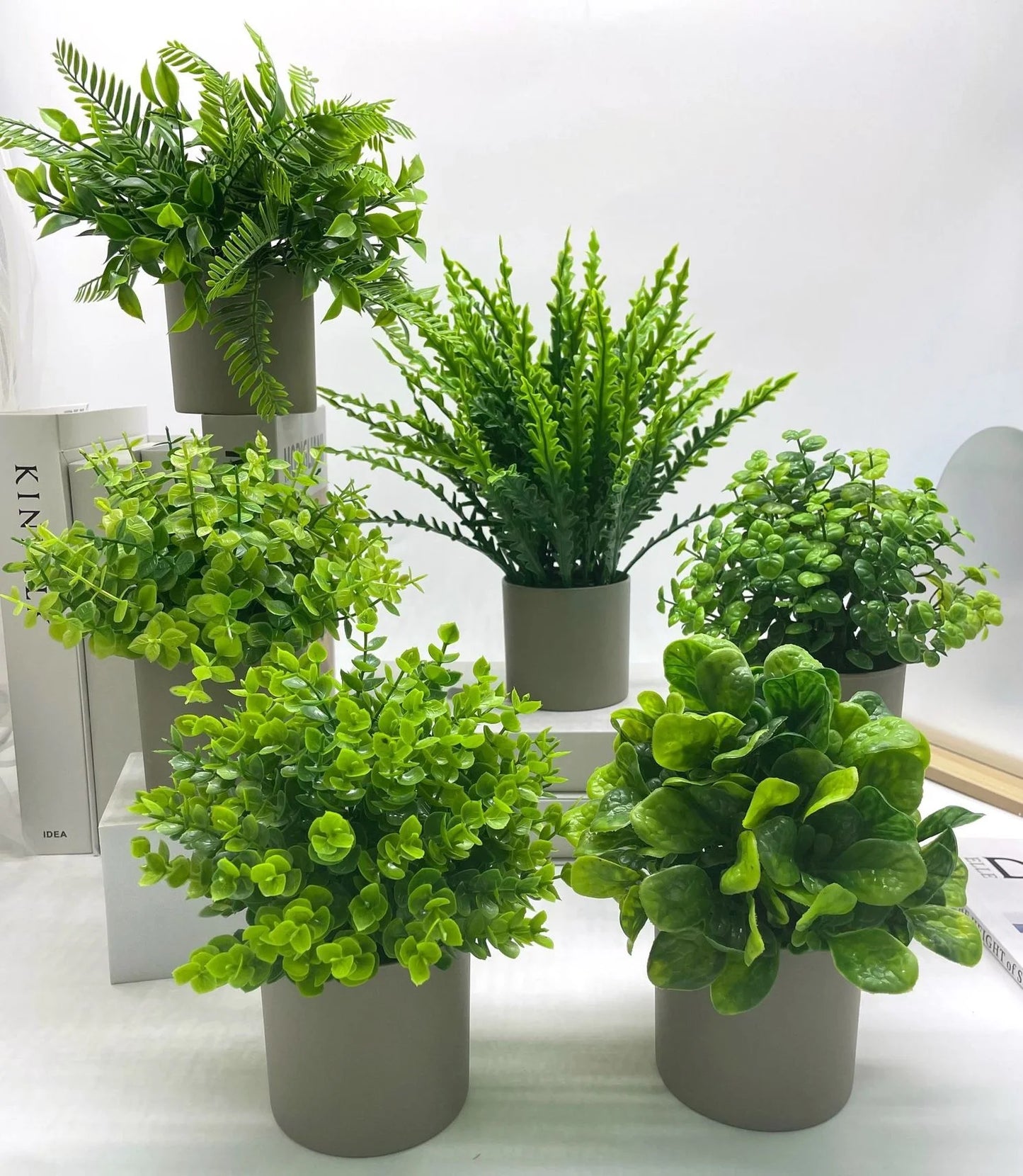Green Artificial Plants Bonsai Small Simulated Plants Fake Flowers Office Table Potted Desk Ornaments Home Office Garden Decor