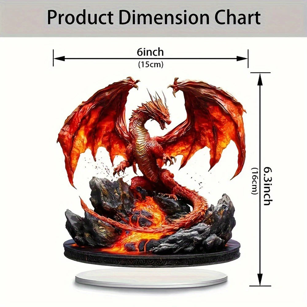Red Dragon Acrylic Desk Decoration: Multi-Purpose Home Décor - Suitable for Living Room, Study, Bedroom, and as a Gift