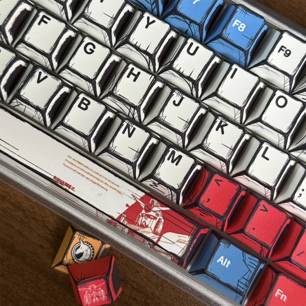 Comic Keycaps Set – Cherry Profile PBT, Red Blue White