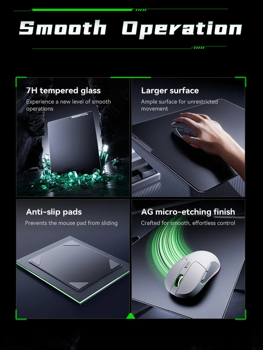 GlideCore™ Tempered Glass Gaming Mouse Pad