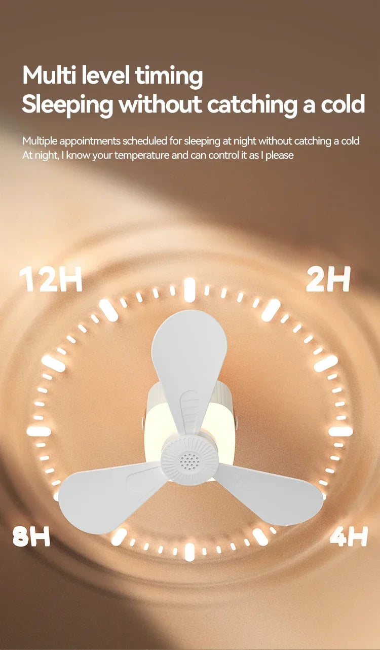 Portable Rechargeable Ceiling Fan – 4 Speeds, LED Light, Remote