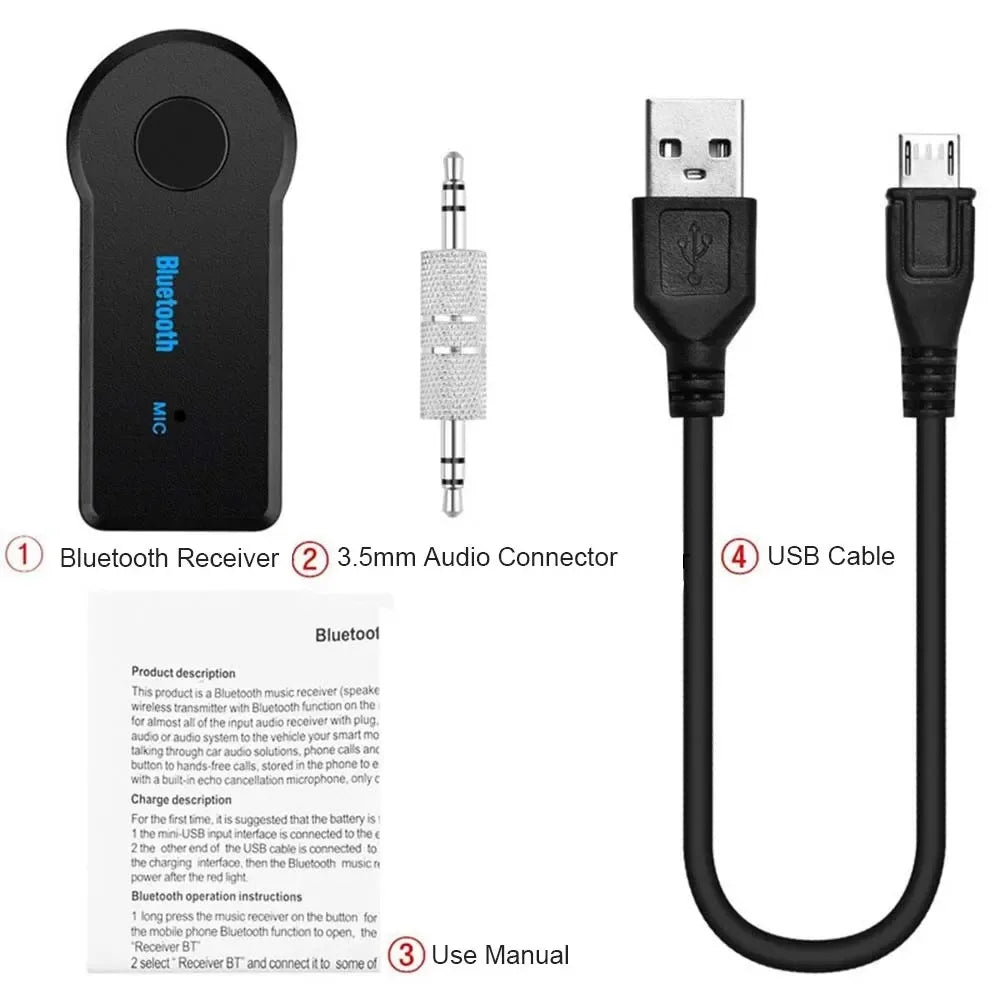 Bluetooth 5.0 AUX Receiver & Transmitter – Wireless Audio Adapter with Microphone