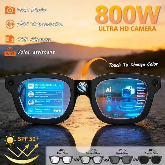 AI Smart Glasses with HD Camera & Photochromic Lenses | Bluetooth Calls & Translation