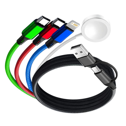 4-in-1 Multi Charging Cable for iPhone, Android & Apple Watch | 120cm Fast Charge Cord
