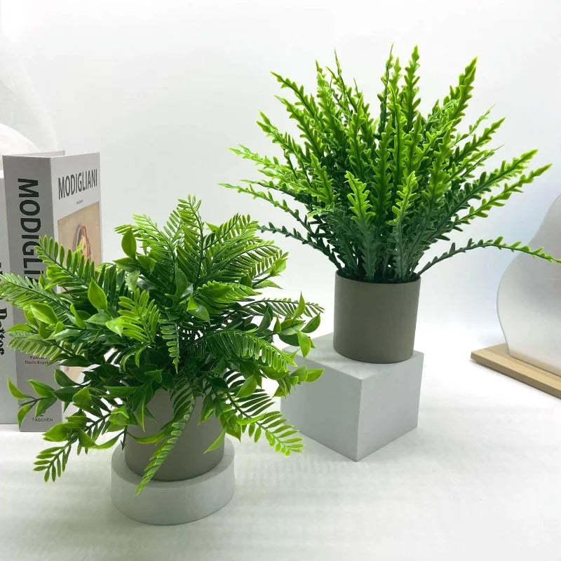 Green Artificial Plants Bonsai Small Simulated Plants Fake Flowers Office Table Potted Desk Ornaments Home Office Garden Decor