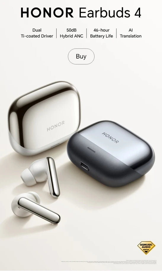 HONOR Earbuds 4 Earphones Wireless Bluetooth 5.3 Headphones Hybrid Active Noise Cancellation Earbuds Low Latency Headset Gaming