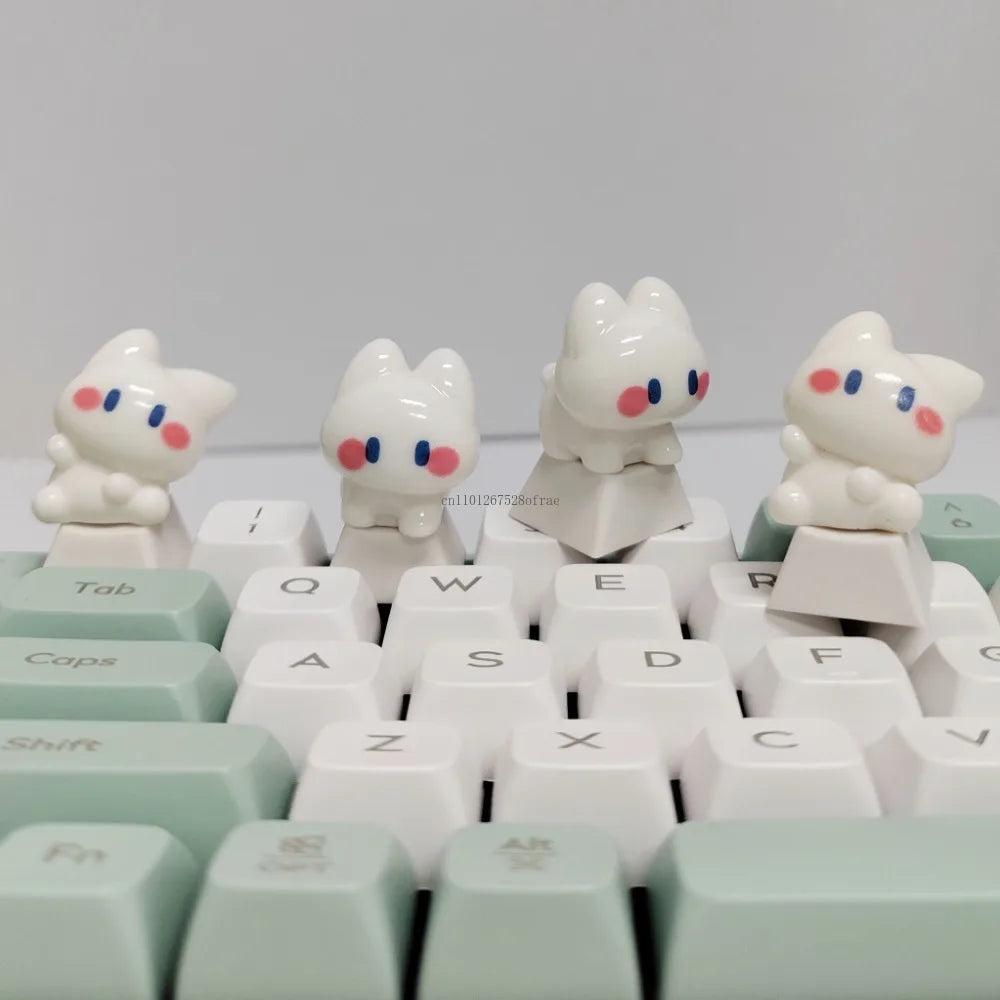 Kawaii White Cat ESC Keycap – Cherry Profile, Cross Axis