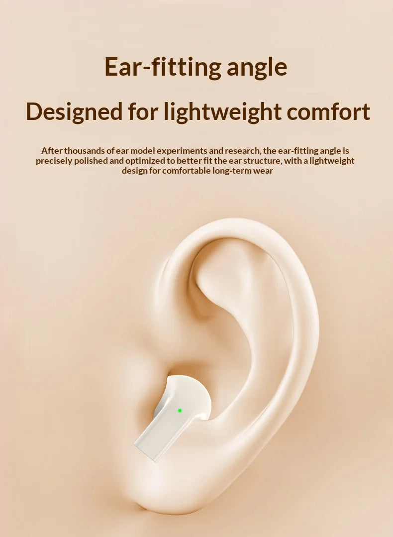Bluetooth 5.4 Earbuds Semi-in-ear Design Endurance Battery Wireless Earphones With Mic Music Companion for Battery Display