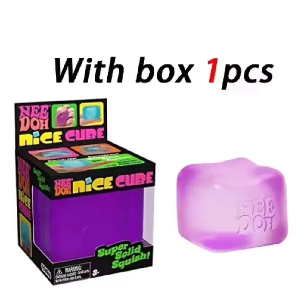 NeeDoh Nice Cube Sensory Fidget Toy Squishy Toys for Adults, Desktop Sensory Cube for Anxiety Relief and Focus Enhancement