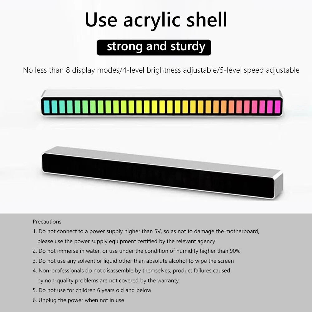 RGB Sound Reactive LED Light - Voice Controlled Music Rhythm Lamp with RGB color APP Control for Gaming Desk/Home/Office/Car