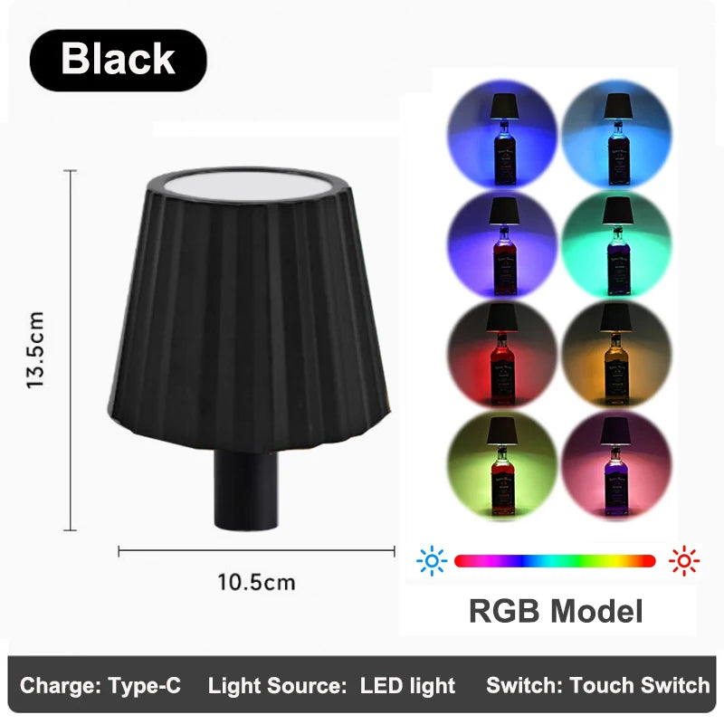 RGB Wireless Table Lamp For Wine Bottles LED Bottle Light For Outdoor Use Touch Control Ideal For Restaurant Bars Festival Party