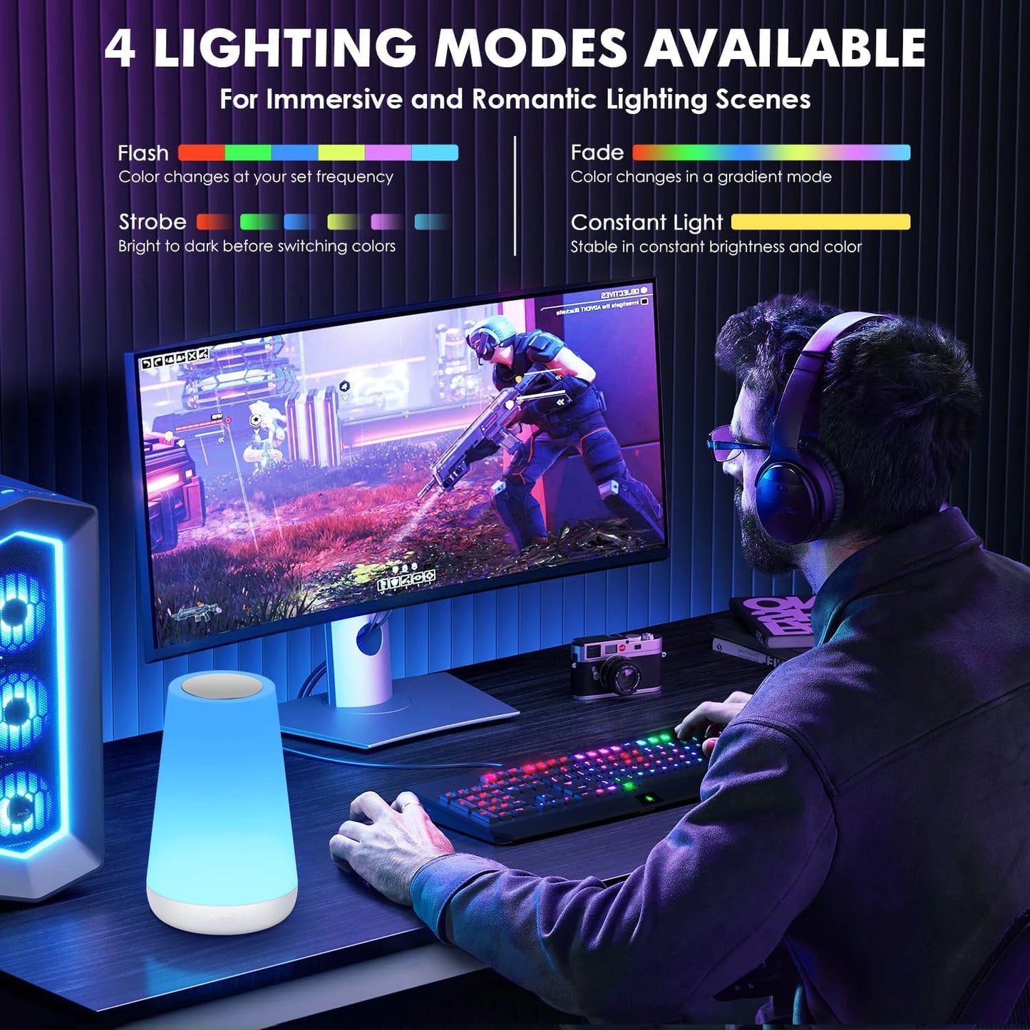 13-Color RGB LED Night Light – Rechargeable, Touch & Remote