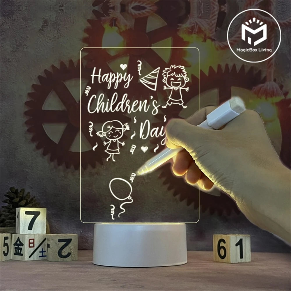 LED Acrylic Night Light – Erasable Message Board & Calendar