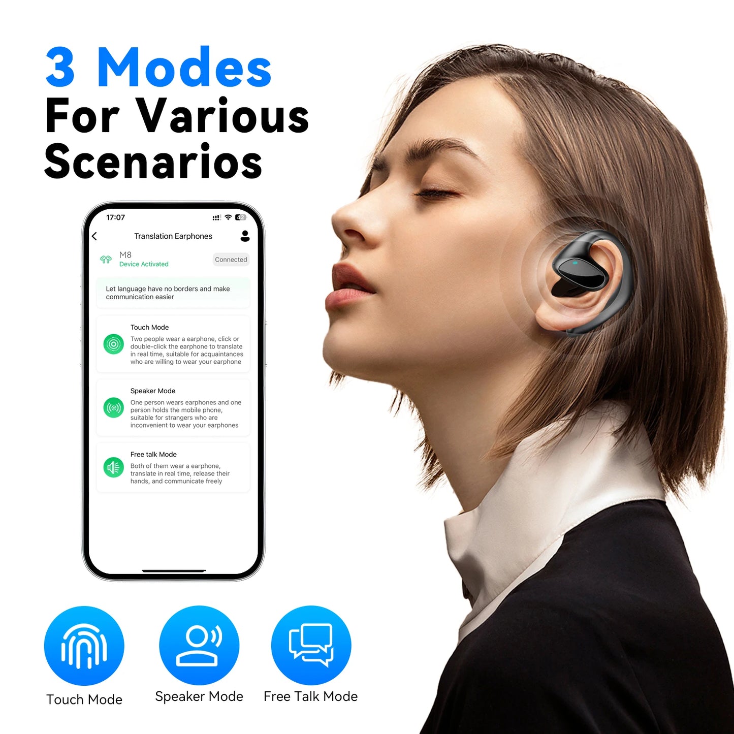 Real-Time Translator Earbuds – 150 Languages, Music & Calls