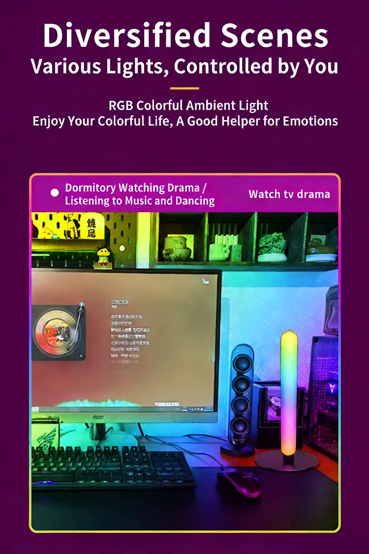 Desktop RGB Computer Monitor Light Bar Music Rhythm LED Holiday Atmosphere Decoration LIght E-sports TV Background Wall Lighting