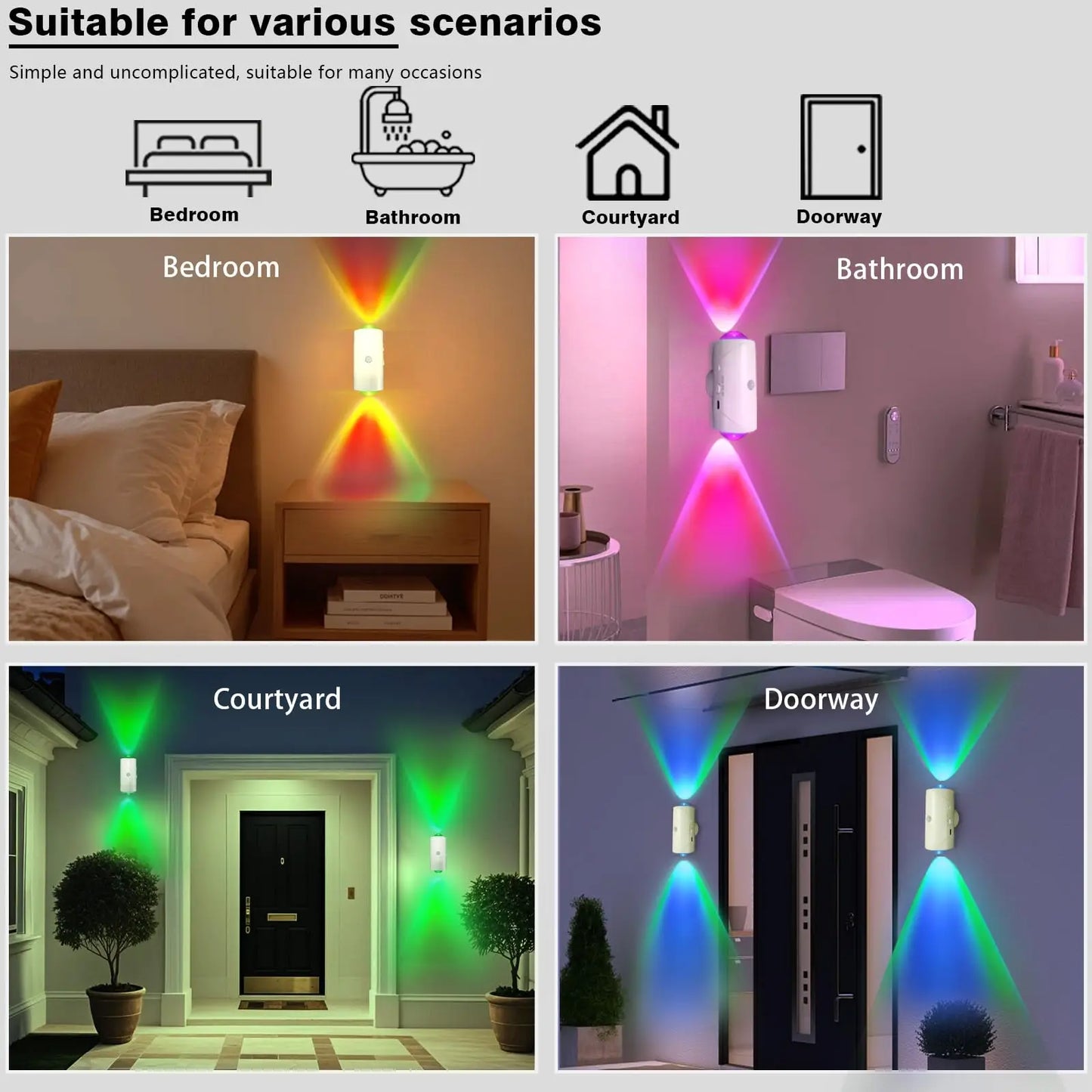 RGB LED Night Light with Motion Sensor Rechargeable Wall Lamp Gradient Ambient Light Dimmable Indoor Light Magnetic Step Lamp