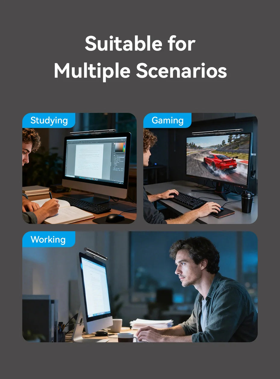 LED Monitor Light Bar – Eye Protection, 3 Color Temps, USB-C