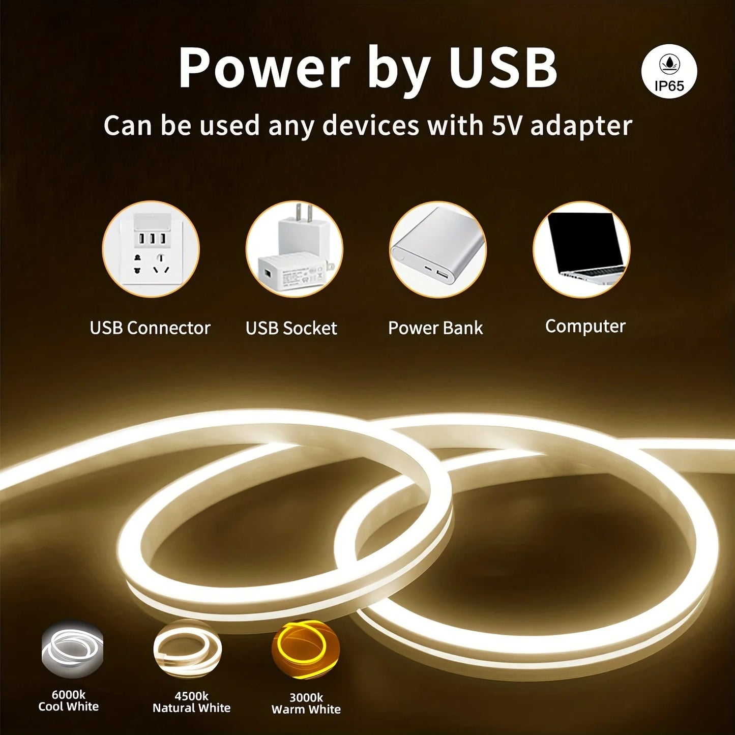 USB Neon LED Light Strip with Motion Sensor & Dimmer