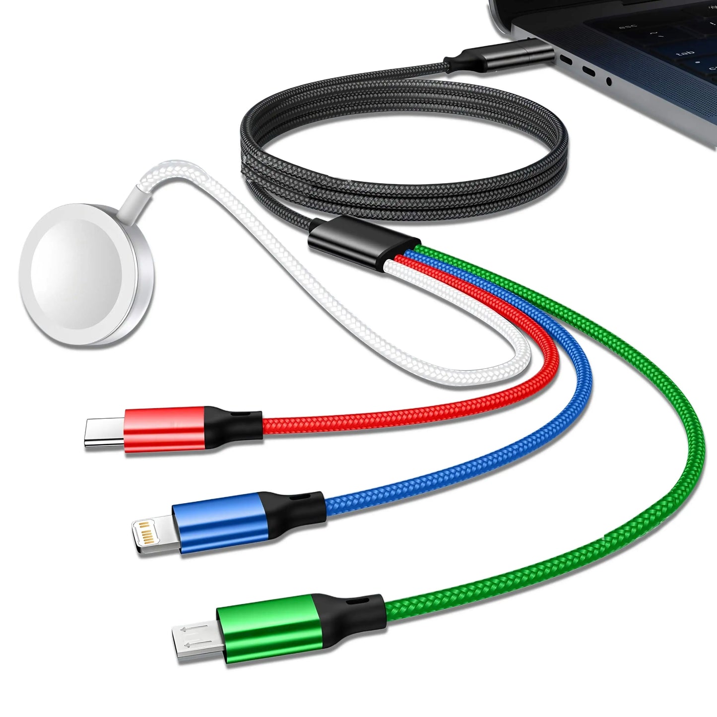 4-in-1 Multi Charging Cable for iPhone, Android & Apple Watch | 120cm Fast Charge Cord