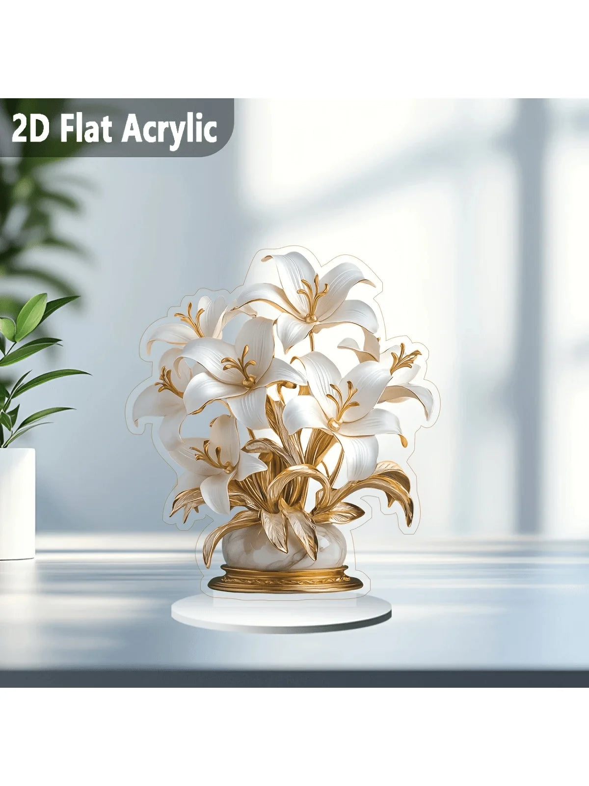 Floral Desktop Decoration Ornament 20x20cm Acrylic 2D Flat Home Decor Easy Install Practical Flower Desk Accessory