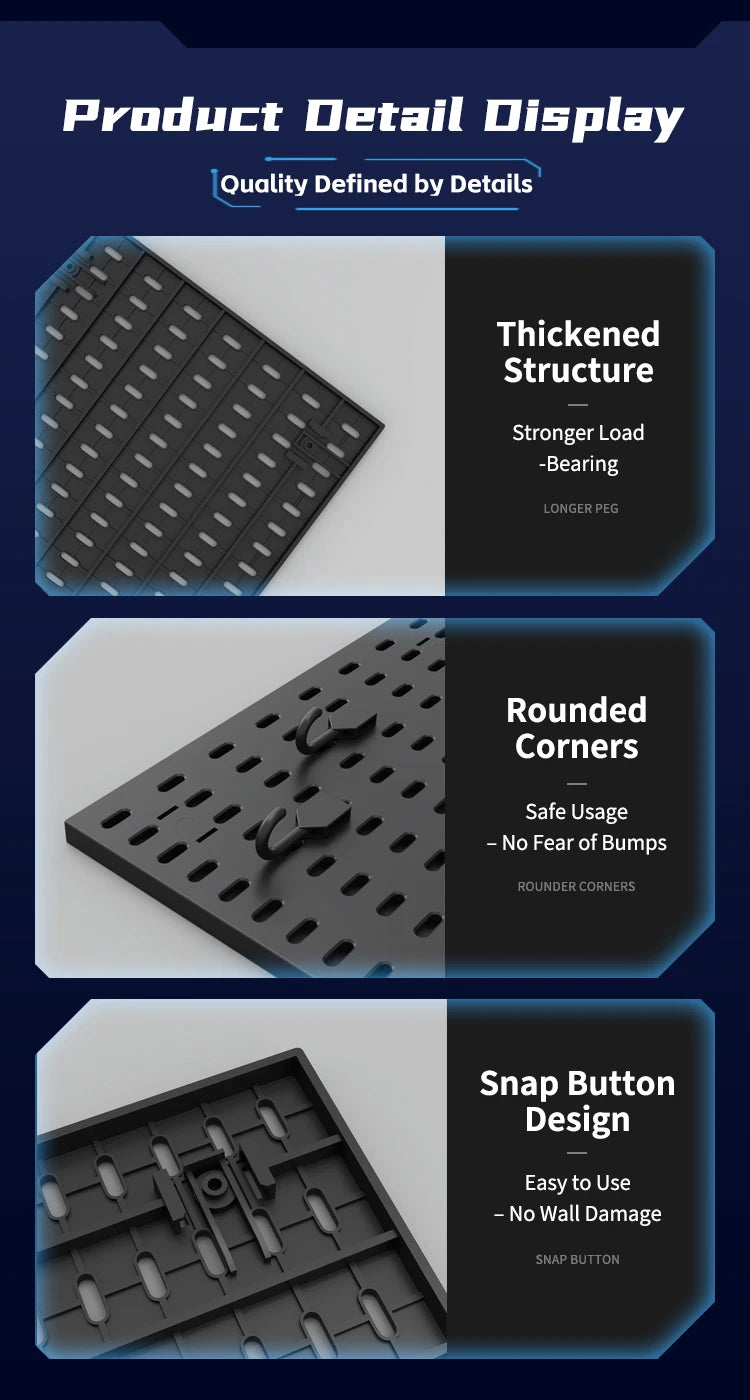 GridForge™ No-Drill Pegboard Shelf