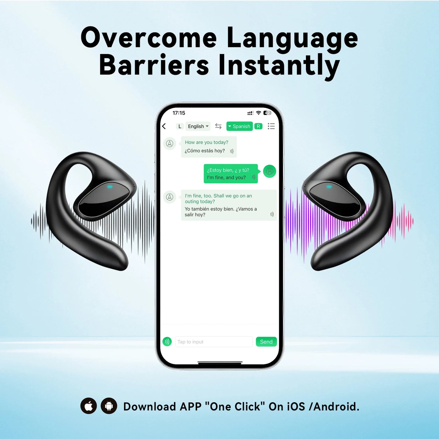 Real-Time Translator Earbuds – 150 Languages, Music & Calls