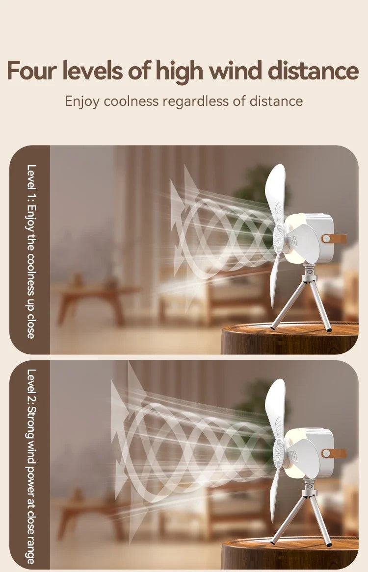 Portable Rechargeable Ceiling Fan – 4 Speeds, LED Light, Remote