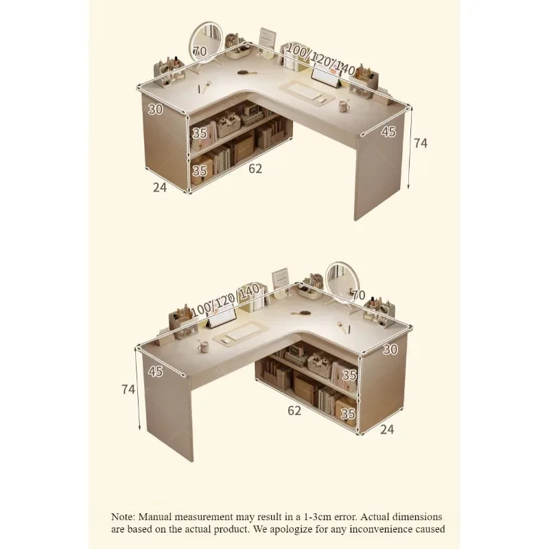 Computer desk Desktop Home bedroom Bookshelf Integrated student learning to write Corner Multifunctional office desk