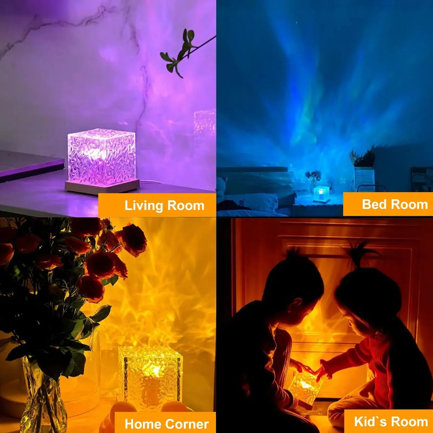 RGB16 Color Water Ripple Ambient Light, Bedroom Light and Shadow Atmosphere, Rotating Table Lamp, Bedside Night Light