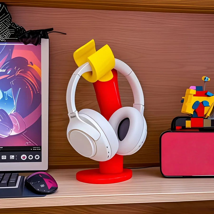 Creative Headphone Stand & Desk Shelf – Stylish Hook for Gaming Setup, Practical Decor for Any Room.